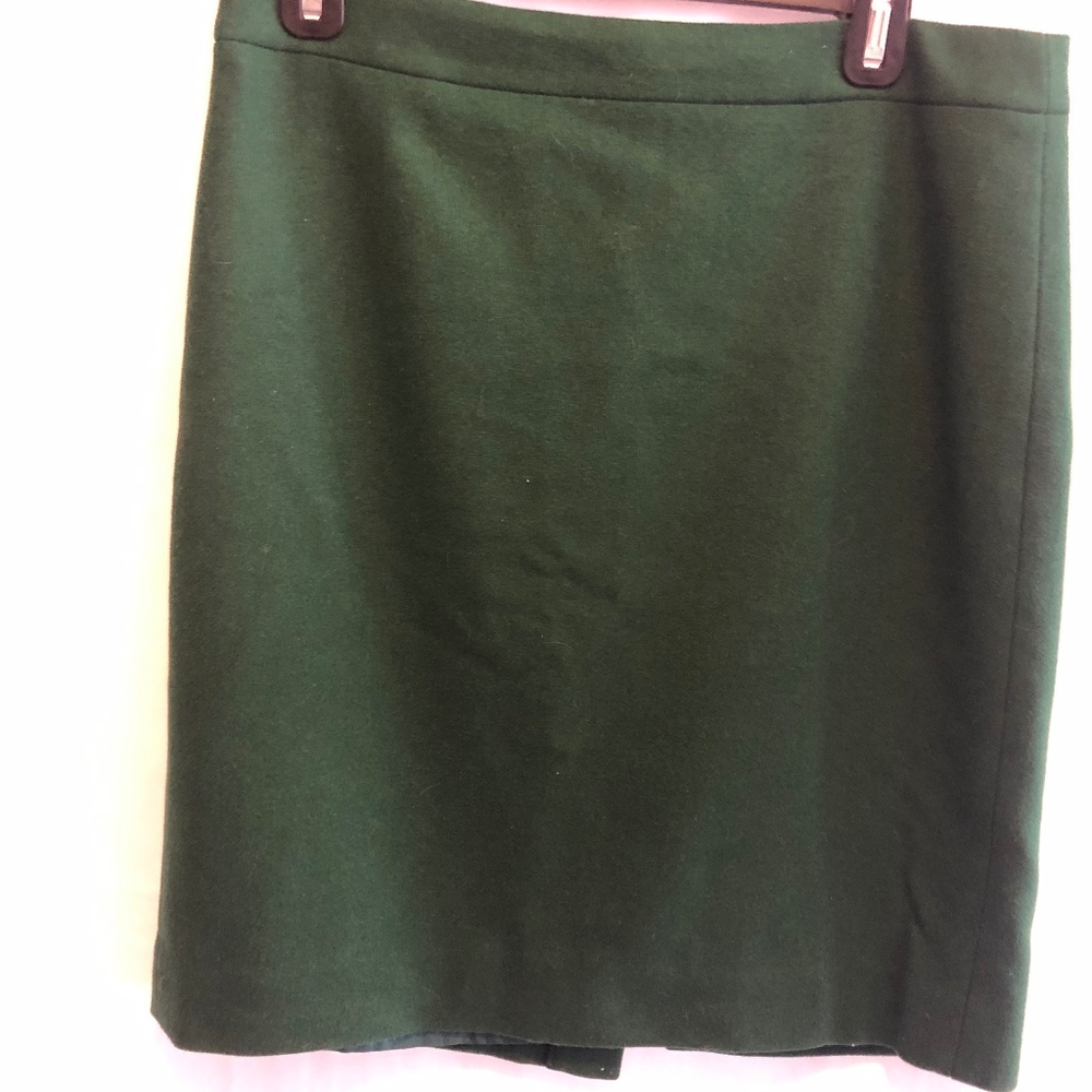 J. Crew Wool Green Pencil Skirt
